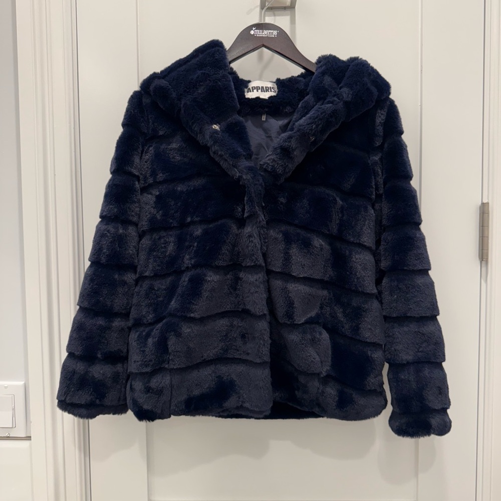 Apparis Faux Fur Coat with Hood